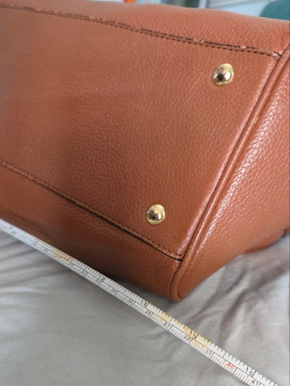 Banana Republic Tan Pebbled Leather Satchel with Tassel